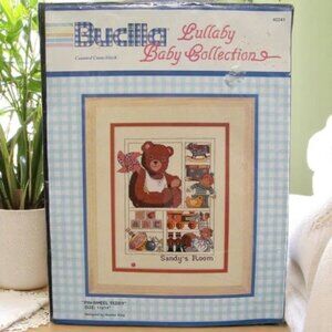 Bucilla Pin-Wheel Teddy Counted Cross-Stitch Kit 11x14 Lullaby Baby Heather King